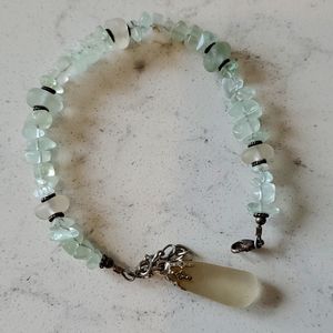 Beautiful sage green and white seaglass 7" bracelet